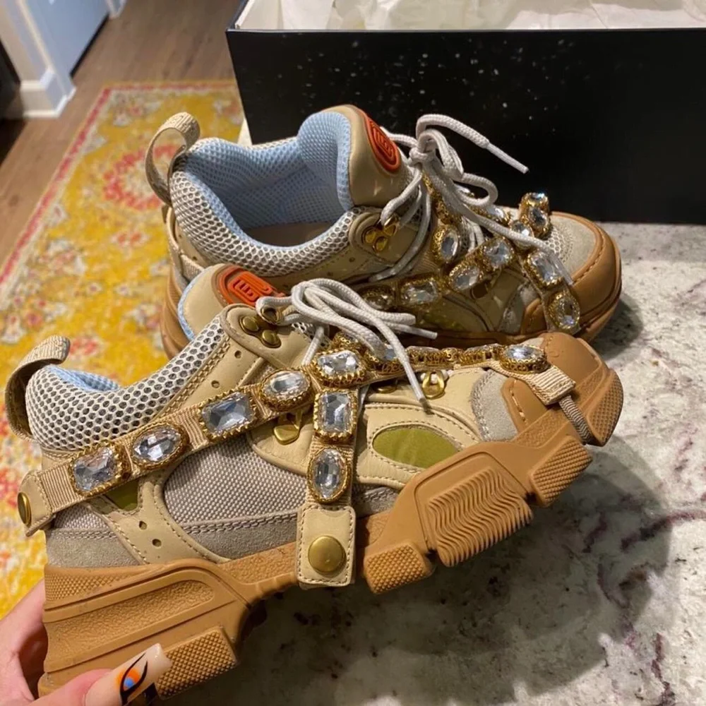 FLASHSALE ❤️‍🔥 RARE Authentic Gucci Crystal Sneakers - Picture 4 of 4